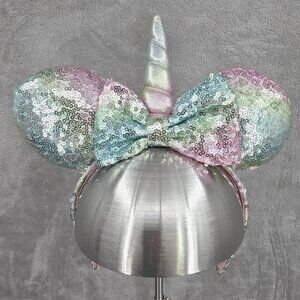 Disney Minnie Mouse Unicorn Ears Cat Headband Bundle Colorful Pink Sequin Kawaii